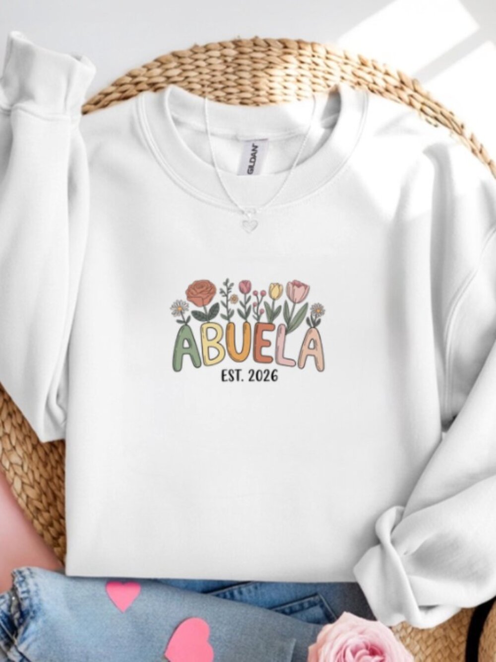 Abuela Est 2026 Floral Crewneck Sweatshirt Spanish Grandma Gift